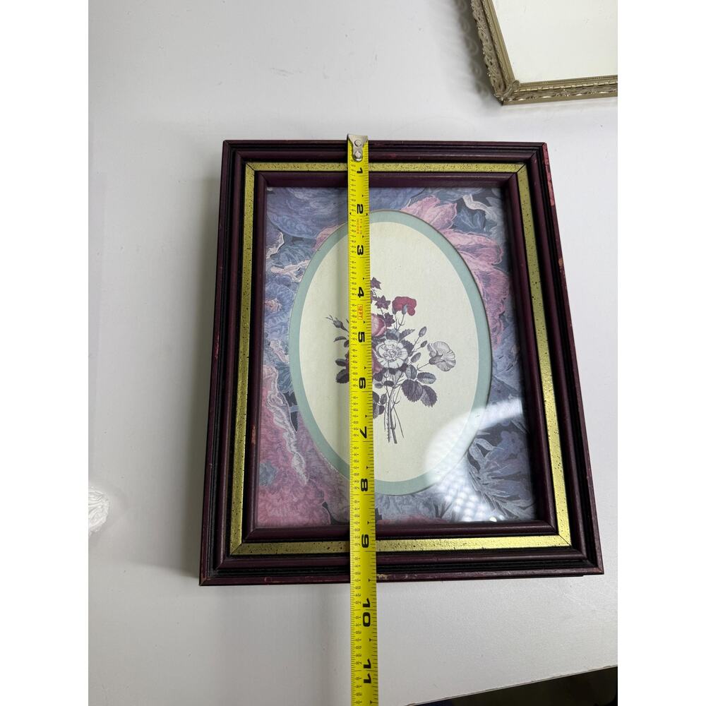 Vintage Gold/Mahogany Botanical/Floral pictures set of 2 - Picture 5 of 9